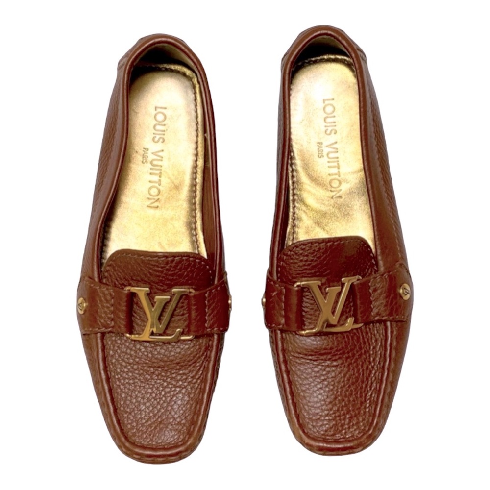 Louis Vuitton brown leather loafers/flats, 35.5 or 5.5 U.S.